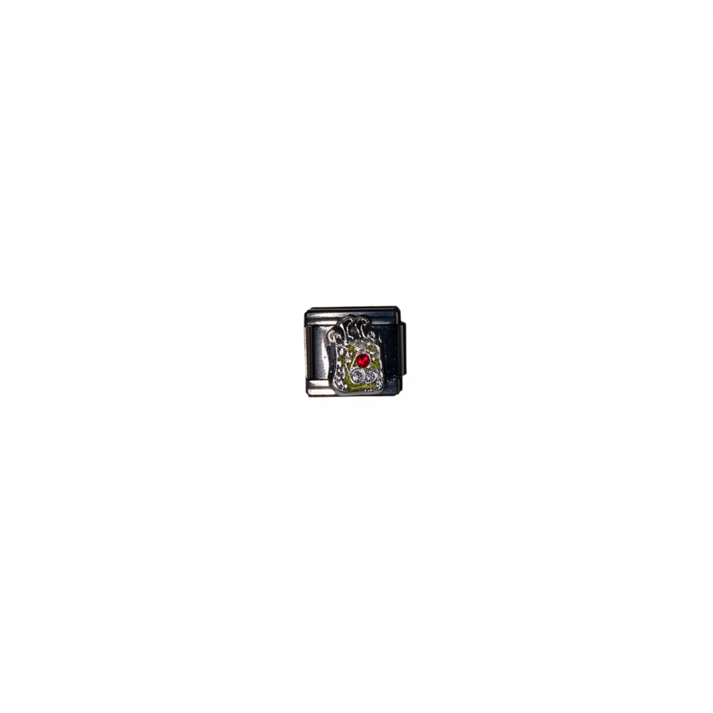 Silver Crystal Italian Charm - White Background